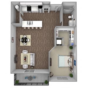 Floor Plan A2: 1 Bedroom, 1 Bathroom - 780 SF